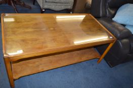 Walnut Rectangular Coffee Table with Glass Top