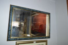 Decorative Blue & Gilt Framed Bevelled Edge Wall M