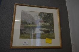 Framed Watercolour - The Pond Etton by Stephen Bly