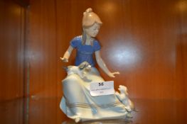 Nao Lladro Figurine Girl with Puppies