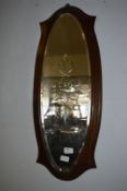 Mahogany Framed Oval Bevelled Edge and Engraved Wa