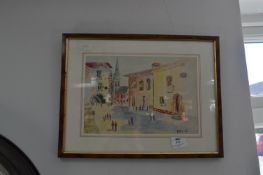 Framed Watercolour - Street Scene by Rita W