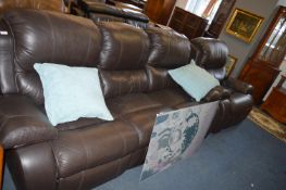 Dark Brown Leatherette Electric Reclining Sofa