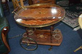 Walnut Inlaid Effect Drinks Serving Trolley