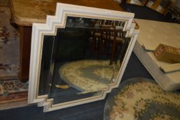 White & Gilt framed Bevelled Edge Wall Mirror
