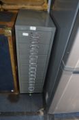 Grey Metal Fifteen Drawer Filing Cabinet