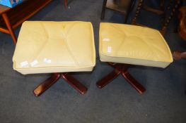 Pair of Cream Leather Stools