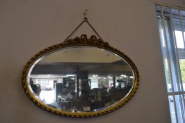 Decorative Gilt Framed Oval Bevelled Edge Wall Mir