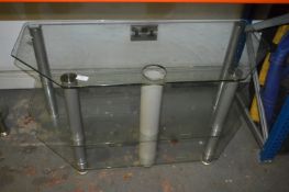 Glass Topped TV Stand with Shelf