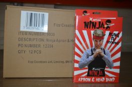 *Box of 12 Ninja Aprons & Headbands