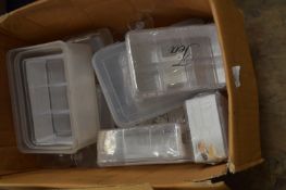 Box of Assorted Storage Boxes, Disposable Glasses,