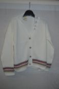 Box of Five White Knitted Cardigans with Coloured