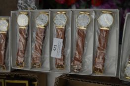 Ten Ladies Wristwatches with Tan Leather Straps