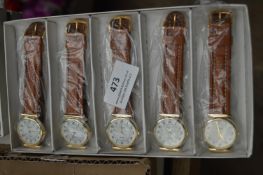 Ten Ladies Wristwatches with Tan Leather Straps
