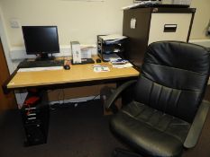 *Straight Desk in Light Beech Finish on Brown Fram