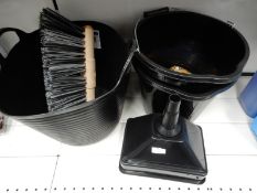 *Three Black Plastic Buckets, Two Sponges, Funnel