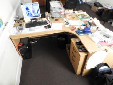 *L-Shaped Desk with Standalone Three Drawer Pedest