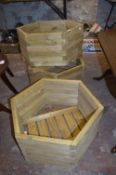 Three Hexagonal Pine Planters