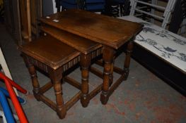 Nest of Three Oak Side Tables