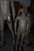 Four Child Mannequins on Chrome Bases