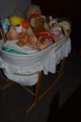 Moses Basket and Quantity of Soft Toys