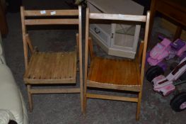 Two Folding Wooden Chairs