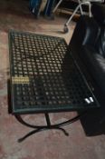 Iron Framed Glass Topped Coffee Table