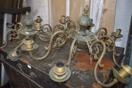 Six Branch and an Eight Branch Brass Ceiling Light