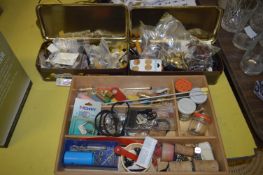 Two Tins of Buttons and a Quantity of Sewing Acces