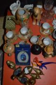 Japanese Tea Set, China, Glassware and Brass Ornam