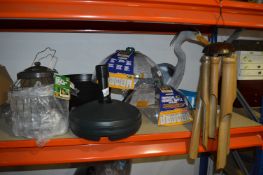 Two Squirrel Baffles, Plastic Heron, Bird Feeder,