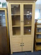 Light Beech Effect Display Cabinet with Glazed Doo