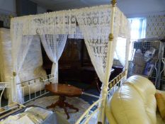 Four POster Metal Framed Bed with Net Curtains