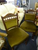 Two Antique Upholstered Dining Chairs