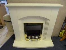 Electric Fireplace with White Surround