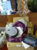 Box Containing Lamps, CDs, Aboriginal Mask, etc.