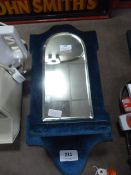 Blue Velvet Mirror with Shelf
