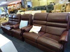 Three Piece Burgundy Upholstered Suite; Two Two Se