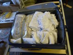 Suitcase Containing Assorted Linen and Fabric