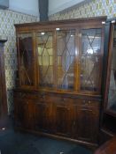 Mahogany Wall Unit with Glazed Bookcase