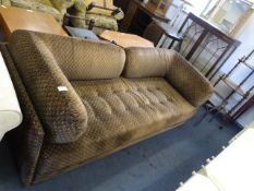 Brown & Floral Upholstered Sofa Bed