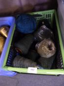 Box Containing Reels of Green Wool