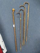 Five Wooden Walking Sticks