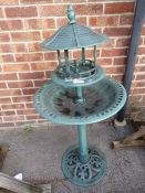 Green Plastic Birdbath and Bird Feeding Station