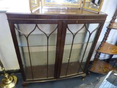 Mahogany Display Cabinet with Glazed Doors and Pan