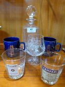 Assorted Glassware, Decanter, Mugs, etc. (Some Hul