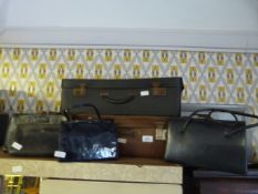 Two Vintage Suitcases and Four Handbags