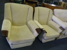 Two Cream Upholstered Retro Style Chairs