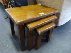 Small Light Oak Nest of Three Tables