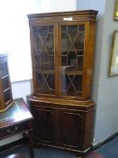 Glazed Mahogany Corner Cabinet